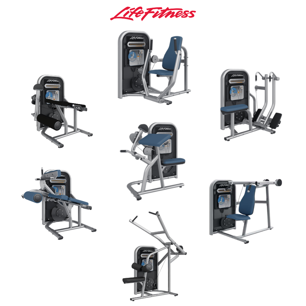 Life Fitness Circuit Series 7-Piece Strength Package – Silver Frame, Black Upholstery